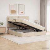 vidaXL Opslag bed met matras met opslag Crèmekleurig 160 x 200 cm Stof