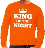 Bellatio Decorations Oranje King of the night sweater heren - Oranje Koningsdag kleding M
