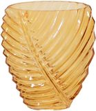 Mega Collections Vase Leafy - oranje - glas - blader relief - 14 x 25 cm