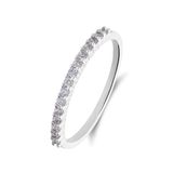 Lucardi Dames Zilveren ring met rij zirkonia - Ring - 925 Zilver - Zilverkleurig - 19.50 / 62 mm