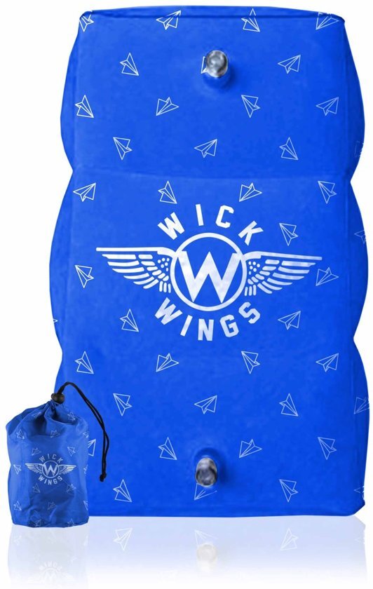 Wick Wings - Vliegtuigbedje - Reiskussen - Voetensteun - Anti slip Goedgekeurd door vliegtuigmaatschappijen zoals KLM - Multifunctioneel opblaasbaar kussen voor in het vliegtuig