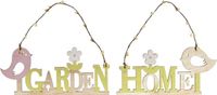 DKD Home Decor Ophangdecoratie Groen Roze Hout (2 pcs) (23 x 0.5 x 19 cm)