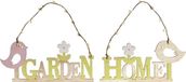 DKD Home Decor Ophangdecoratie Groen Roze Hout (2 pcs) (23 x 0.5 x 19 cm)