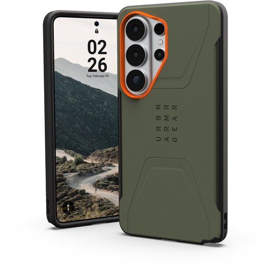 Urban Armor Gear UAG Civilian Backcover geschikt voor MagSafe geschikt voor Samsung Galaxy S26 Ultra - Olive Drab / Orange
