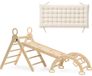 Deryan Luxe XXL Montessori Opvouwbare Driehoek met Klimboog, Helling en Klimrek/Glijbaan - Inclusief kussen 220x83x81cm