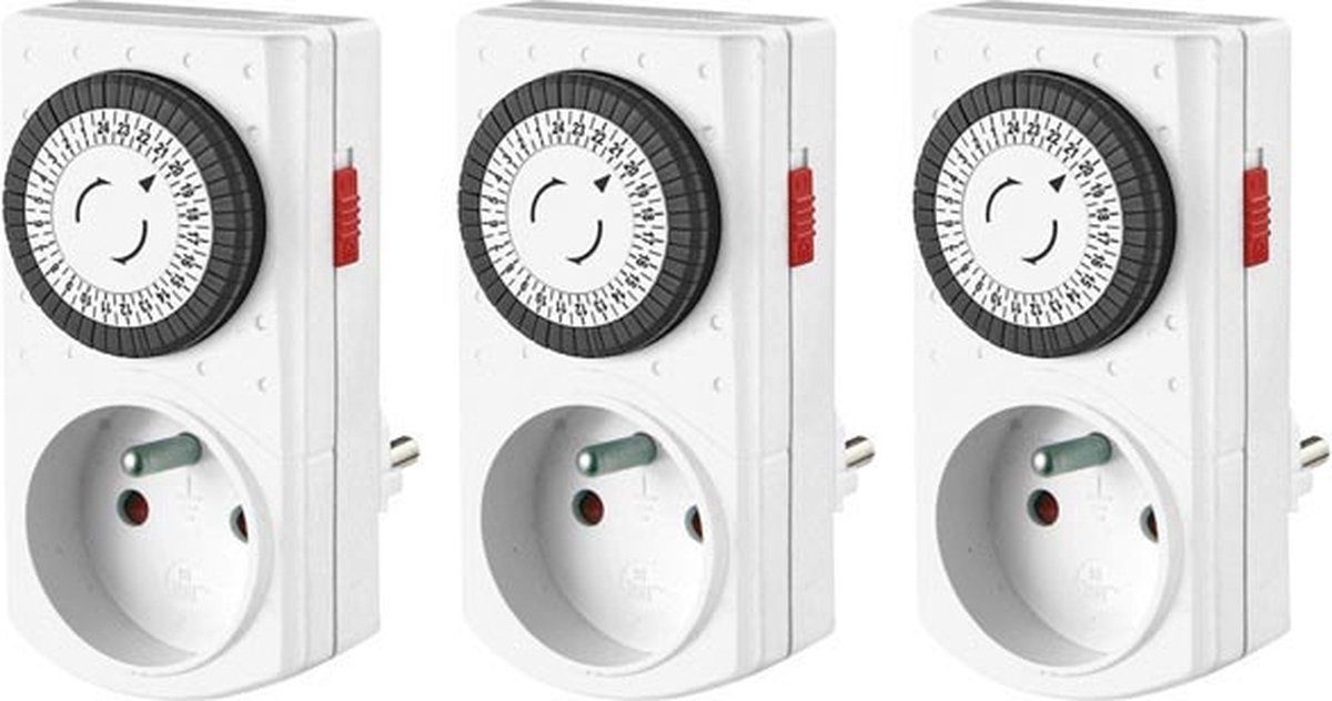 Perel Set Met 3 Mini 24 U-Timers - Penaarde (E305Dm) - Zwart/Wit