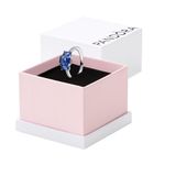 PANDORA Timeless Blauer Rechteckiger Funkelnder Drei-Stein-Ring aus Sterling-Silber mit Cubic Zirkonia, Gr. 50, 192389C01-50