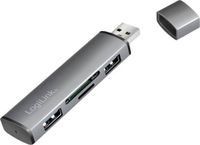 LogiLink UA0394 USB 3.2 Gen 2-hub Met aluminium behuizing, Met ingebouwde SD-kaartlezer, Met status-LED's Spacegrijs