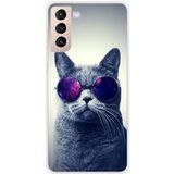 Samsung Galaxy S21 Plus Cat met bril Siliconen hoesje