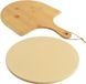 Sans marque Set de pierre à pizza, pierre de cuisson robuste en cordiérite ronde pour pain, pizza, pierre de cuisson résistante aux chocs thermiques avec pelle à pizza en bambou pour four et grill, 33 cm (diamètre)