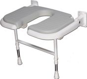 Homecare Innovation Douchezitje Opklapbaar U-vorm - 58 cm breed - Wand gemonteerd douchekrukje met uitsparing - tot 254 kg