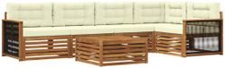 vidaXL - Bank loungeset - 5 zitplekken - Natuurlijk en crème - Acacia hout