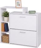 Merkloos Relaxdays Schoenenkast - 90x80x23,5 cm - 2 kleppen - wit