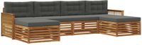 vidaXL - Bank loungeset - Massief Acacia Hout - Natuurlijk en Antraciet
