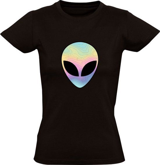 Alien Colorful Head Women's T-Shirt - Black - Size L