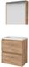 Basic Line Comfort 39 Badkamermeubelset - Ondiep - 60 x 39 cm - Greeploos - 2 Lades - Acryl Wastafel - 1 Kraangat - Spiegelkast - Whisky Oak