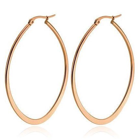 Cilla Jewels Ovale oorbellen Edelstaal Rose-50mm