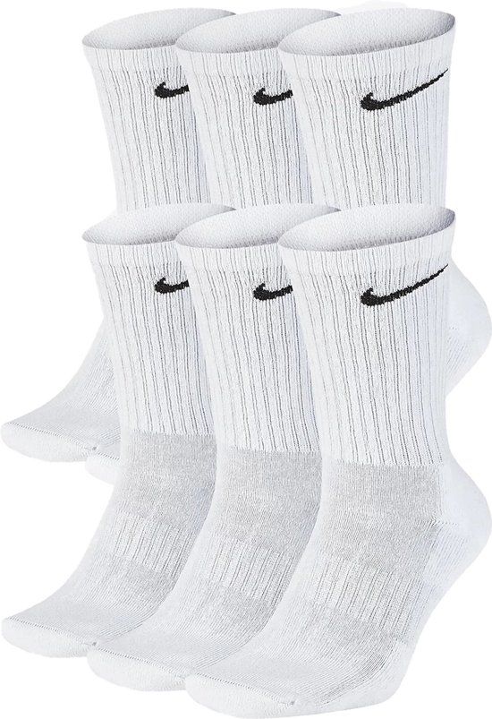 Nike Everyday Cushion Crew Sokken - Unisex - Maat 42-46 - 6 paar - Wit/Zwart
