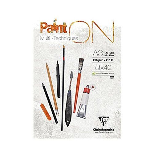 Clairefontaine Paint'ON Multi-Technique Papier Pad A2 - 250gsm - 40 Vellen - Wit