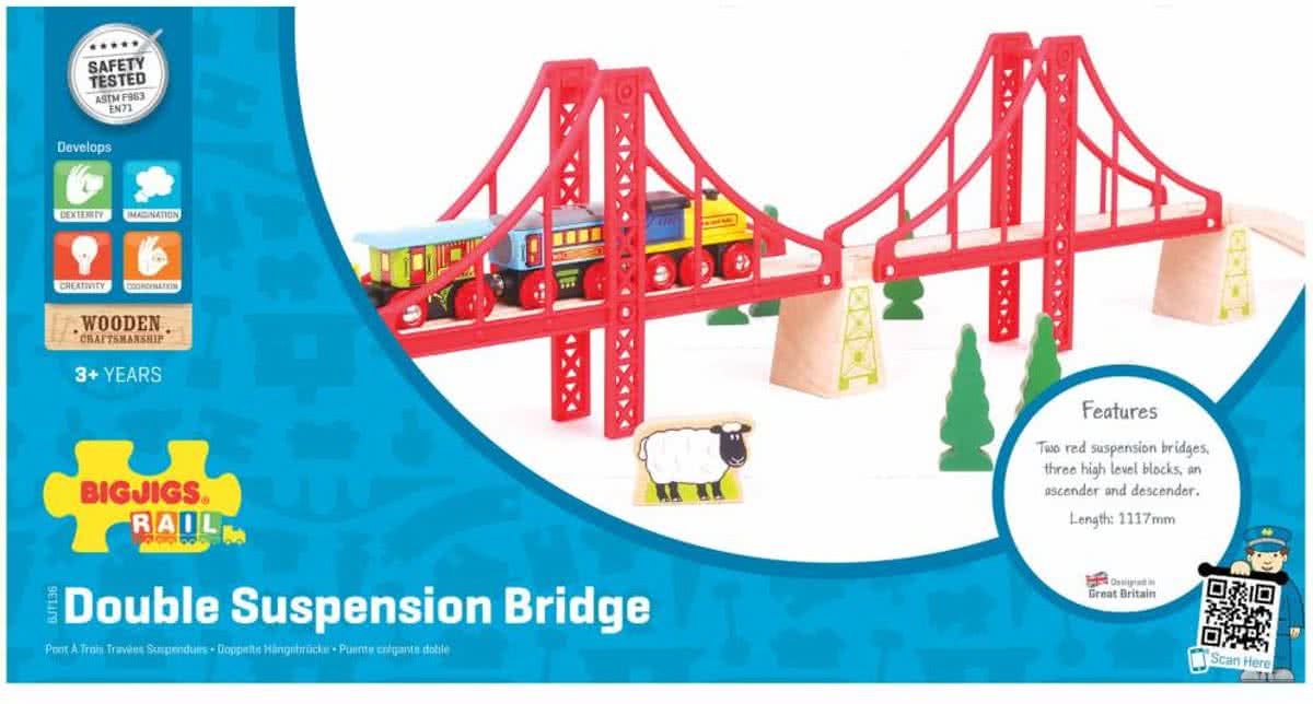 Bigjigs dubbele hangbrug 7-delig - Hout - Jongen