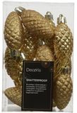Decoris Dennenappel kunststof L9b5h14 cm goud 12 st