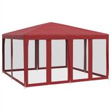 vidaXL Partytent met 8 mesh-zijpanelen, rood, 4x4 meter, HDPE