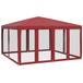 vidaXL Partytent met 8 mesh-zijpanelen, rood, 4x4 meter, HDPE