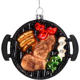HD Collection Ornament kerstbal Barbecue Glazen Zwart 10.1 cm