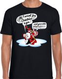Bellatio Decorations Fout Kerst shirt / t-shirt - Zingende kerstman met gitaar / All I Want For Christmas - zwart voor heren - kerstkleding / kerst outfit M