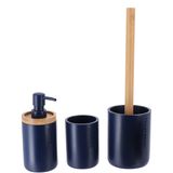 Tendance Badkamer accessoires set 3-delig - PS/bamboe - blauw - robuust - matte coating - luxe set
