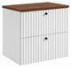 3xE living Armoire de salle de bain avec étagère, blanc + étagère chêne noyer, poignées en trois couleurs, 60 x 44,4 x 58,6 cm