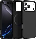 Coverzs liquid siliconen MagSafe hoesje geschikt voor iPhone 17 Pro - Zwart