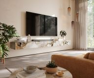 Meuble TV Cuor 250 cm Céramique Patagonia raffinée 1 clapet 1 tiroir flottant
