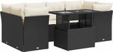vidaXL 7-delige Loungeset met kussens, poly rattan, zwart