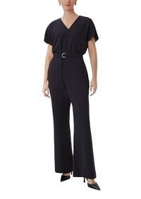 Comma Jumpsuit Dames Navy Polyester Lange Mouw Reverskraag Zijzakken Casual 44