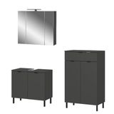 Germania 3-delige badset 9925-547 GW-Arcena, in grafiet, met metalen poten, 151 x 200 x 34 cm (BxHxD)