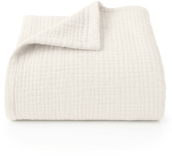 Blumtal Bedsprei Katoen Mousseline - OEKO-Tex gecertificeerd - Lichtgewicht sprei - 200 x 230 cm - Ivoor