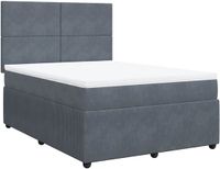 vidaXL Boxspring met matras fluweel donkergrijs 140x190 cm