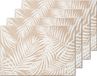 Zeller placemats palm bladeren print - 6x - linnen - 45 x 30 cm - beige/wit