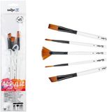 Darwi Set de pinceaux – Formats moyens – Pour peinture acrylique, à l'huile et aquarelle – 5 pièces
