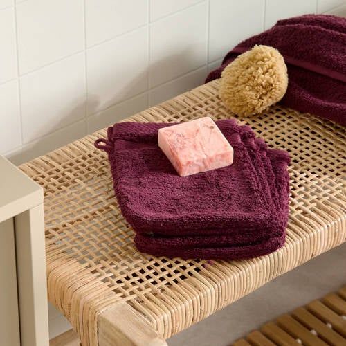 NOUS Living washand aubergine (set van 4) (15x20 cm)