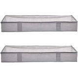 Amazon Basics Onderbedcommode met ritssluiting en transparante bovenkant van vinyl, 2 stuks, grijs, 106,7 x 45,7 x 15,2 cm