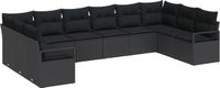 vidaXL Tuinbank Set 10-delig Zwart Polywood