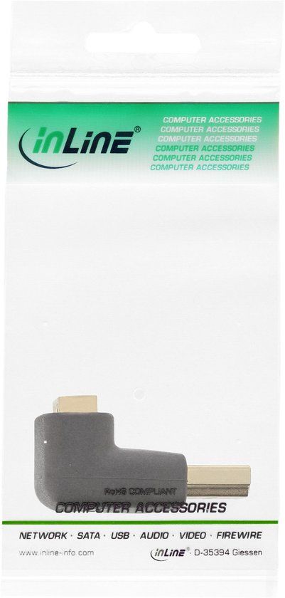 InLine HDMI-adapter, stekker/aansluiting, naar boven gebogen, 4K2K