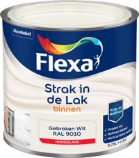 FLEXA Strak in de Lak - Watergedragen - Hoogglans - gebroken wit RAL 9010 - 0,25 liter