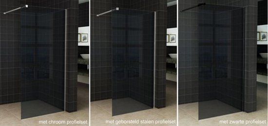 Wiesbaden Slim - Inloopdouche - 100x200 cm - Rookglas - Antikalk - 8mm