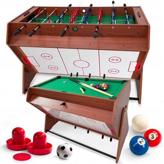 THUNDER SMART - 3-in-1 Speeltafel - Biljart, Airhockey en Tafelvoetbal - Inclusief Accessoires