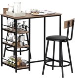 HOMCOM Bartafel Set - Staal, MDF - 90L x 50B x 90,5H cm - Eiken