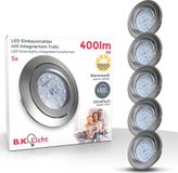 B.K.Licht - Set van 5 draaibare LED-inbouwspots - Ultra platte LED-spots met LED-module - 68 mm gat in mat nikkel