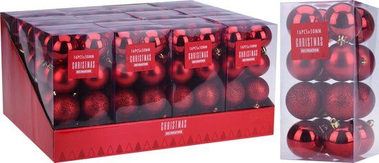 Noname Kerstballen set - 16x50mm - Rood